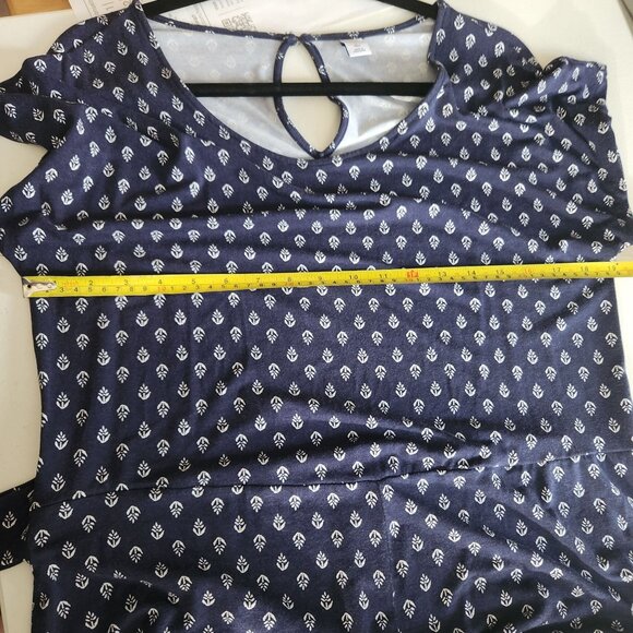 Old Navy Womens Navy Blue White Printed Jumpsuit Size Tall Large Tie Waist - Picture 9 of 16